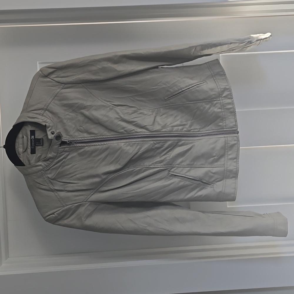 Grey Faux Leather Jacket, Forever 21, size Large